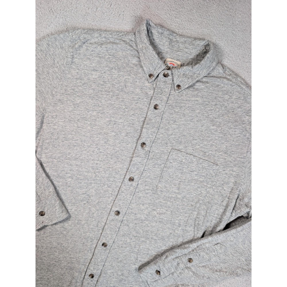 Faherty Brand Mens Heather Grey Organic Cotton Knit Button Down Shirt Large